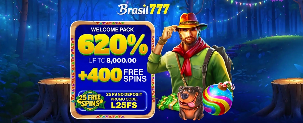 25 Free Spins + 620% Bonus at Brasil777 Casino