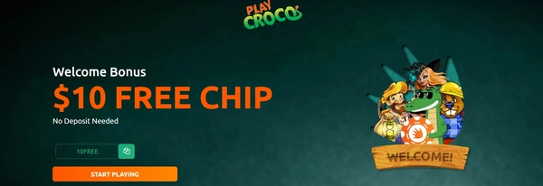 200% up to $5,000 + $10 Free at PlayCroco Casino